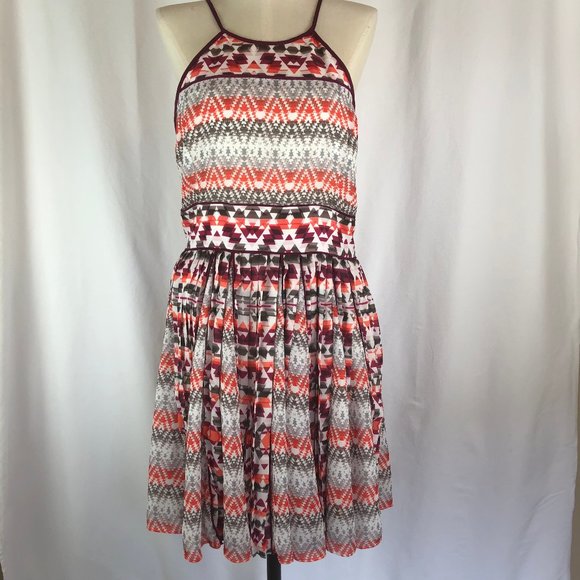 Parker Aztec Print Pleated Dress